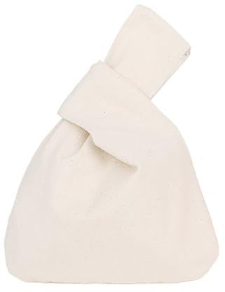 Muka Pochette de poignet de style japonais, Petit sac en toile avec nœud pour femme, Sac fourre-tout de fête, naturel, Pochette de maquillage