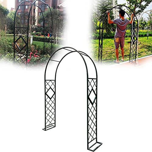 YIHEMEI Treillis de Pergola en Arche de Jardin Noir, Arceau De Jardin Support pour Plantes Grimpantes, Arche Rosier Metal Arche Jardin Fer Forgé, Rosiers A Planter Exterieur,Black-1.4×2.3cm