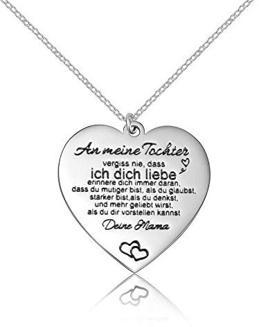 VU100 Mädchen Halskette Halskette Geschenk für Tochter Lasergravierte Edelstahl Halskette Geschenkset Inspirierende Zitate Halskette für Tochter von Mama/Papa Geburtstagsgeschenk für Tochter Mädchen