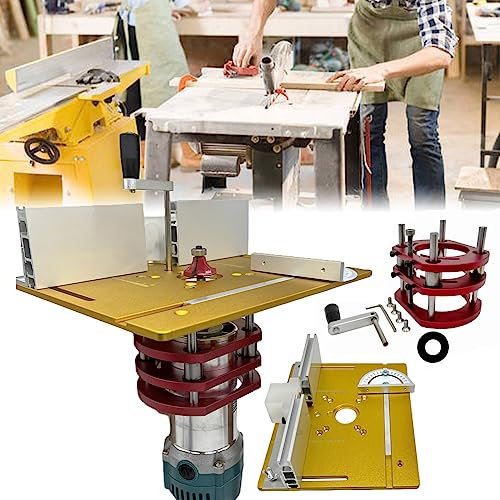 SHENJIA Table de défonceuse en aluminium pour table de fraisage pour ensemble de défonceuse, plaques d'insertion de table de fraisage, élévateur précis pour défonceuse en bois