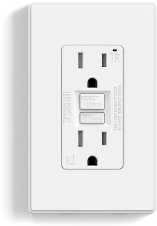 ELEGRP GFCI Outlet 15 Amp, Self-Test GFI Electrical Outlet with Thinner Design, TR Tamper Resistant GFCI Receptacle, Ground Fault Circuit Interrupters with Wall Plate, UL Listed, Matte White, 1 Pack