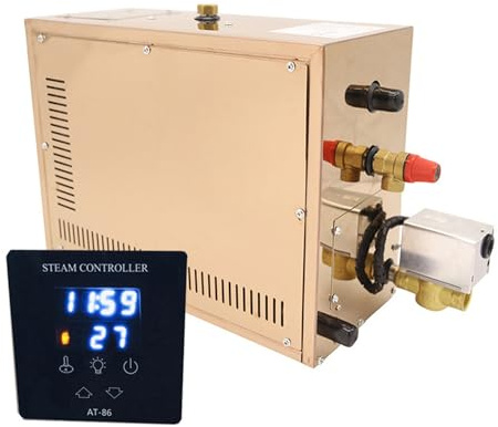 YMAOMAO Generador de Vapor Sauna para Hogar y Comercial, 3KW 4.5KW 5KW 6KW 7KW 8KW 9KW 10.5KW 12KW 15KW 18KW Baño Turco Ducha Generador de Baño de Vapor Controlador Digital LED 35-55 ℃,4.5KW