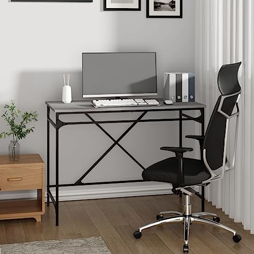 Computertisch Study Table Sekretär Schreibtisch Schreibtisch Grau Sonoma 100x50x76 cm Holzwerkstoff und Eisen