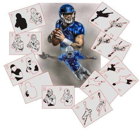 AS-372 Football Set Step by Step Schablone für Acryl, Airbrush, Spray, Lacke und Wandfarbe Größe S