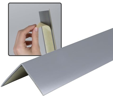 Dalsys Perfil angular, autoadhesivo 150cm x 30 x 30mm Gris PVC | Perfil protector de esquinas, listón de esquina, protección de bordes, para zonas de estar, trabajo y garajes