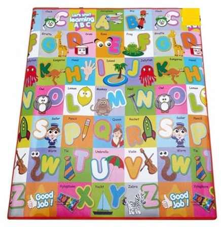 Tappetino da Gioco Grande 120 x 100 cm Rivestito in PVC e Resistente ai Graffi per Uso Esterno Tappeto Cameretta Bambini Tappeto da Gioco per Bambini Tappetino Neonato Gattonamento (ALFABETO)