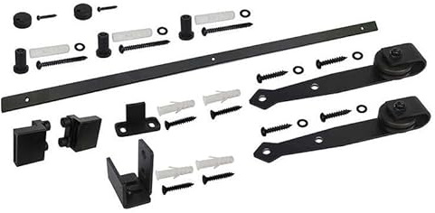 LogistSystem Modern Mini Schiebetür Komplettset 91cm - Schiebetürsystem Komplett-Set für Schiebetüren Schiebetürbeschlag - Schiene Set - Schwarz