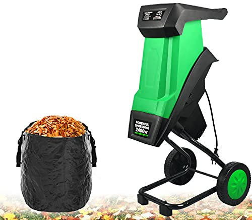 JMOZHCD Déchiqueteuse à Bois électrique, broyeur de Branches de Jardin Haute Puissance 2400 W, broyeur de Branches d'arbre électrique, capacité de Coupe maximale de 39 mm