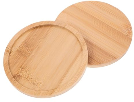 Amosfun Bandejas de Madera Rústicas Redondas para Servir Comida y Aperitivos, 2 Piezas, Pulido Suave Rebabas, para Mesas de Café y Restaurantes