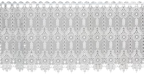 Clever-Kauf-24 Scheibengardine in Macrame Optik | 2634-02 | Maße des Panneaux HxB 48x140cm | weiß Häkeloptik