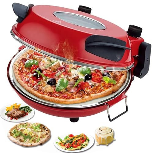 XGHDPBM Commercial Pizza Oven, Indoor Countertop Electric Pizza Oven, Non-stick Pizza Baking Ovens with Timer 0-15mins, Pizza Toaster Oven Grill Oven with 0-450℃ Temp for Pancakes, Pizza