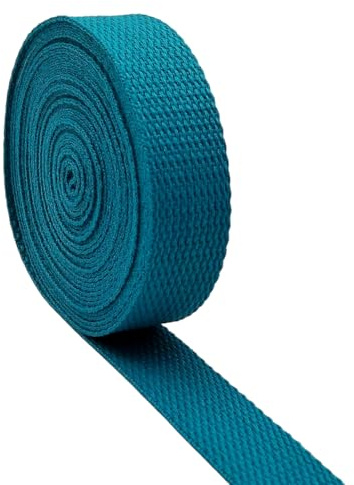 AnseTendance - 25 mm 10 Meter Baumwolltasche Gurt für Rucksäcke Hüfttasche Griff Schulterriemen Tasche Band Kreationen handgemachte Taschen Kleidung Nähen Handwerk Farbe: Ente blau