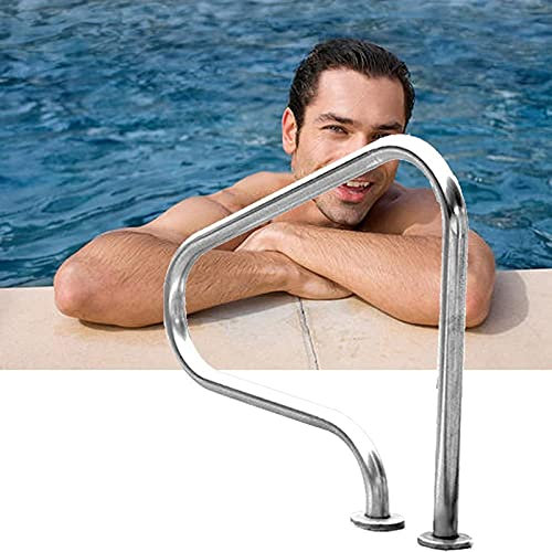 Sturdy Pool Safety Handrails 3-Bend Swimming Pool Ramp Handrails, Stainless Steel Perfect Handle Grab Ladder, Quick Installation,for Inground Pools Entrances