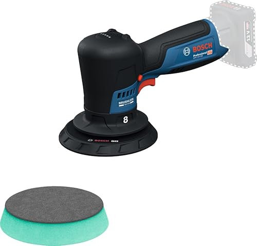 Bosch Professional 12V System pulidora a batería GPX 12V-125 (incl. herramienta con plato de caucho montado con cierre por contacto de 125 mm, plato de espuma de corte y pulido de 125 mm)