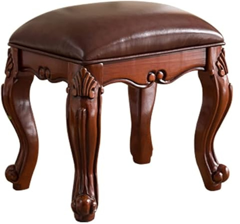 DMBBSAPBSH Klavierbank, Pianobank, Klavierhocker, Klavierhocker, Ankleidehocker aus Massivholz, Schuhwechselhocker aus Holz, Lederhocker, Schminkhocker, Hockerbeine aus Gummiholz