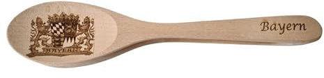 MUSIKLÖFFEL – Handgefertigt aus Klangholz, 28 cm – Das Original Rhythmusinstrument für Volksmusik – Leicht spielbar – Große Ausführung – Mit Brandmotiv „Bayern“ – Zusammenhängend