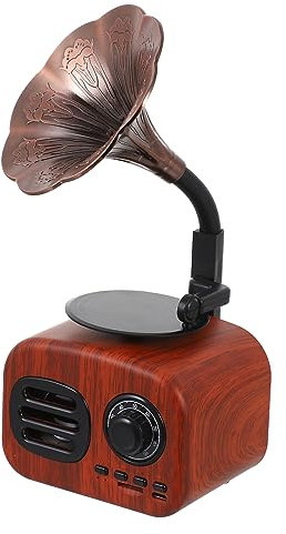 Uonlytech Tragbarer Funklautsprecher mit Holzmaserung Kabellos 5w Leistung 1200mah Akku Kunststoffgehäuse Retro Stil für Heimdekoration und Musikgenuss