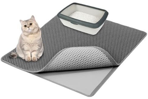 QWORK® Tappetino Lettiera Gatto Grande 90x76cm - Doppio Strato a Nido D'ape, Impermeabile, Antiscivolo e Facile da Pulire