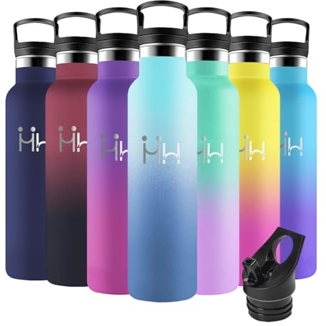 Motswedi Botella Termica, 1000ml sin BPA, Botella Agua Acero Inoxidable, Frio/Calor, Botella Agua con Pajita, a Prueba Fugas, Botella Agua Termica para Deporte, Oficina, Yoga, Azul Cielo & Azul Oscuro