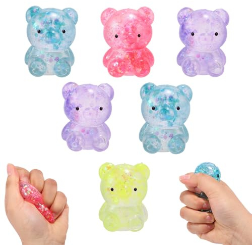 Lyreh 6st Gummibärchen, Süßer Stressball Stressball Bär Sensorisches Zappelspielzeug Bunt Weich Dekompressionsspielzeug Tiere für Kinder Erwachsene Beruhigendes Geschenk Partygeschenk