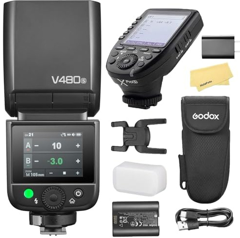 Godox V480S V480 S Camera Flash with Godox XProS XPro-S Flash Trigger for Sony Camera Flash Speedlite Light,650 Full-Power Flashes,2.4G HSS 1/8000s,1.7s Recycle Time,7.2V/2200mAh Li-ion Battery,GN50