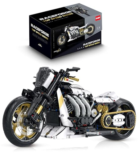 FigureArt Technik Motorrad Klemmbausteine, GULY 60522, 1810 Teile 1:5 Groß MOC Bausatz(Originalverpackung)