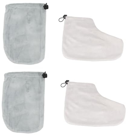 BESTYASH 2 Paare Paraffin Therapie Zubehör Set Teilig Wärmende Baumwollhandschuhe und Fußüberzüge für Spa und Heimgebrauch Weiche Isolierende Paraffinbad Schutzhüllen zur Zufällige Farbe