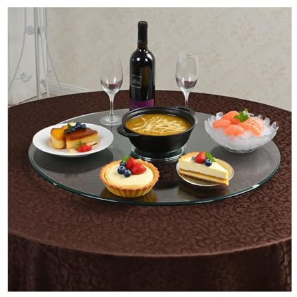 HUFIREHU Plateau Rond Tournant Assiette De Service Tournante 360° Verre Trempé Plateau Tournant En Verre Rond Plateau De Service Rotatif Lazy Susan Pour Table à Manger(50cm/19.7in)