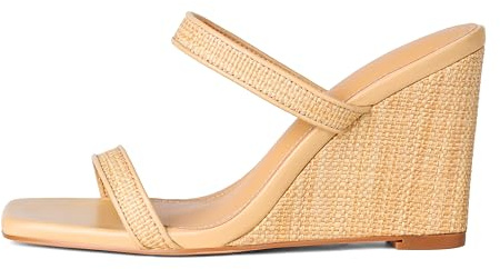 EQAUDES Wedge Heels Womens Sandals Dressy Beach Shoes - Two Strap, Summer, Comfortable, Vacation, Wedding Guest Outfit