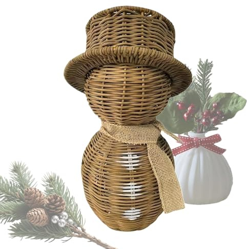 Weihnachtlicher – rustikale Figuren mit Hut-Ornament, Kunst-Rattan-Kaffeetisch, Tafelaufsätze für drinnen und draußen, Schlafzimmer, Wohnzimmer, Büro, Schreibtisch, Tisch, Kamin
