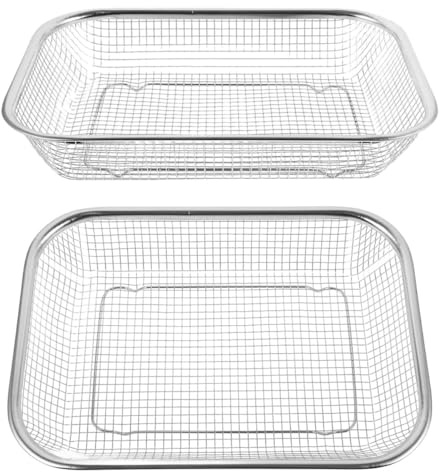 Homoyoyo Cesta de Escurrir Verduras de Acero Inoxidable 2 Piezas Cesta de Escurrir de Cocina Pequeña 30X22 CM Colador Reforzado para Frutas y Verduras Adecuado para Encimera