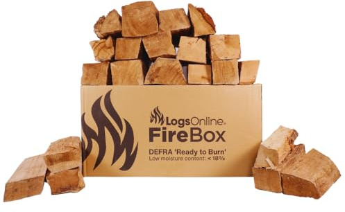 Logs Online Kiln Dried Oak Firewood Logs, Natural Wood, Ready to Burn, Low Moisture Content, 20KG Box