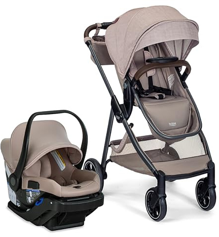 Britax Phases Travel System with Arbor Infant Car Seat, StayTight Base, & Parent Organizer; Car Seat and Stroller Combo with DuoConnect; 6-in-1 Stroller Includes Pramette Mode Teak