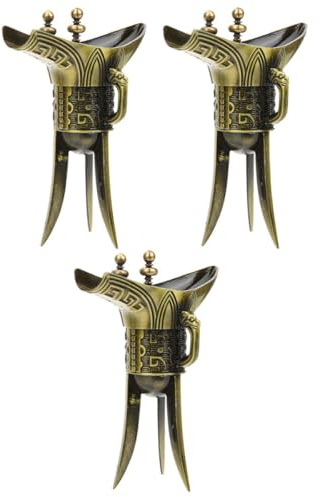 PAMINGONO Set da 3 Bicchieri Vintage in Stile Antico Cinese, Tazze per Liquori e Bevande Decorativi per Tavolo da Tè e Ufficio, Calici da Collezione Multifunzionali per Casa, Bar