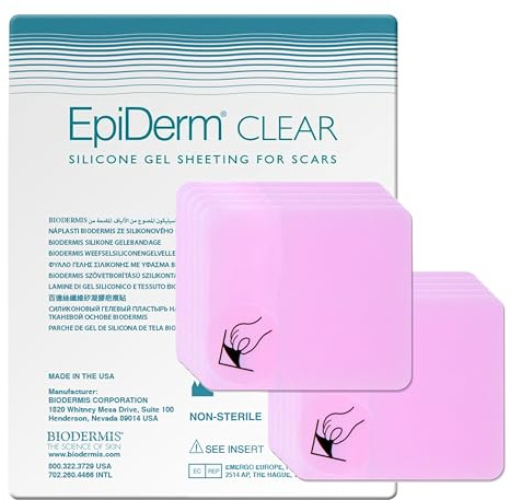 Epi-Derm Patch - (5 Pair) (clear) Silicone Scar Sheets from Biodermis, 2 X 2.5 in