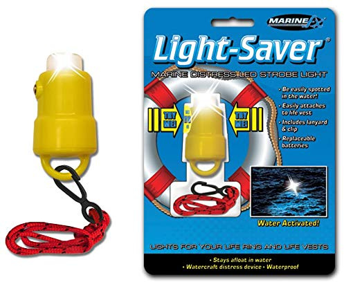 OFG Products Marine LED Light Saver - Water Activated Ultra Bright Safety Strobe Light Easily Attaches to Life Vest, Jacket, Ring and More for Increased Visibility and Safety While in The Water