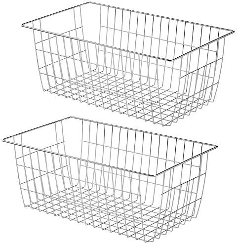 SANNO Draht-Aufbewahrungskörbe, Bauernhaus-Organizer-Aufbewahrungsbehälter Große Organizer-Behälter mit Griffen für Wäsche, Speisekammer, Küche - 2er-Set