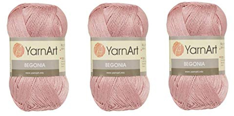 Yarn art Begonia 100% algodón mercerizado, lote de 3 madejas, cada una de 50 g (169 m), deporte fino: 2 (4105)