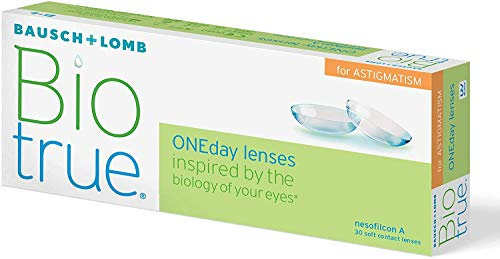 Bausch und Lomb Biotrue ONEday for Astigmatism Tageslinsen, torische Kontaktlinsen, weich, 30 Stück BC 8.4 mm/DIA 14.5 / CYL-2,25 / Achse 010 / +4 Dioptrien