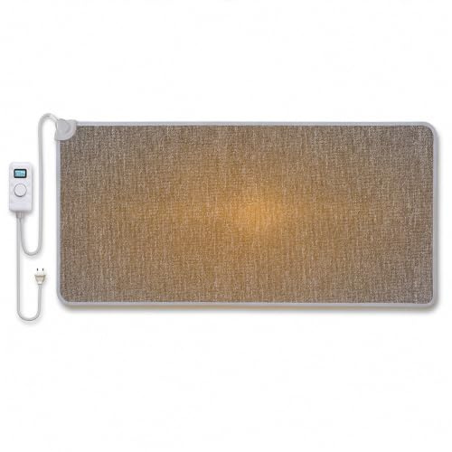 Mi-Heat Warm-Feet Tapis Chauffant Salon Infrarouge (55x110cm) – Tapis Chauffants Électriques avec Minuterie et Variateur, env. 40°C 230V – Base Antidérapante Confortable, Gris Anthracite