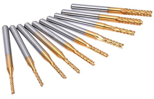 10 Stück 1/8 Zoll 1,5–3,175 mm Schaftfräser Maisfräser CNC-Gravier-Bits für Holzbearbeitung Oberfräser Holzfräser Fräsen