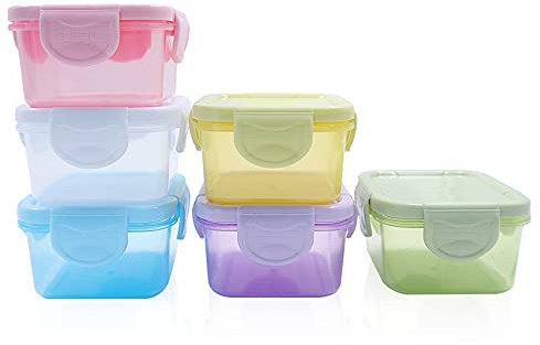 LELE LIFE 6Pcs Small Food Storage Containers, Leakproof Lids, Condiment Sauce Containers with lids, Small Freezer Storage Airtight, Microwave Safe, 150ml