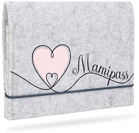 Mutterpasshülle aus Filz, passend für den deutschen Mutterpass – perfektes Design, handgefertigt in Deutschland - für die Schwangerschaft, mit praktischen Fächern (Mamipass)