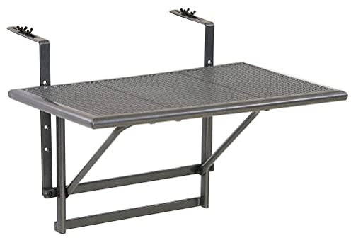 Balkonhängetisch Eisen-Balkon-Hänge-Klapptisch, platzsparender/höhenverstellbarer Outdoor-Mini-Schreibtisch, Gartenterrasse, Beistelltisch, grau