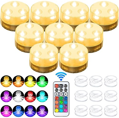 daphomeu LED teelicht mit Fernbedienung - Mini RGB Unterwasser Wasserdichte für Vase, Aquarium, Whirlpool, Party, Halloween, Hochzeit Dekoration