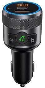 WE Transmetteur FM Bluetooth V5.1 avec Port USB (QC 3.0 18W) et USB-C (PD24W), Finition métalique