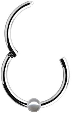 Piercing Clicker ECHT GOLD Nasenring Nasenpiercing Scharnier Gelenk Ring Nase Septum Ohr Goldpiercing Goldclicker Echtgold (Weissgold 585 mit Perle, 10 mm)