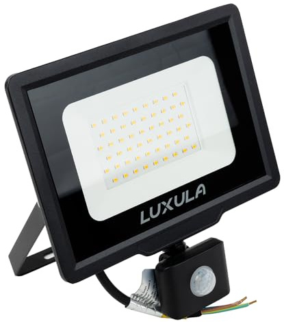 LUXULA LED Strahler Bewegungsmelder außen 50W 5000lm, 4000K Neutralweiß | wasserdicht, Fluter, Außenstrahler für Garten, Garage und Werkstatt, Wandleuchte, LED Flutlicht, schwarz
