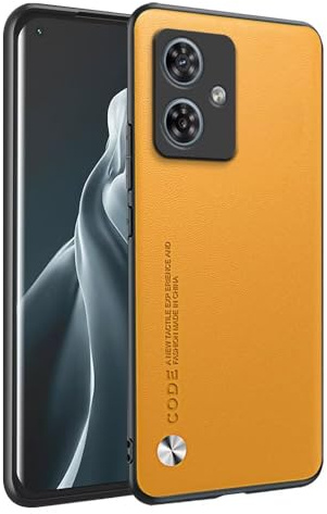 HAFFAN Funda Protectora para Motorola Moto g54 / Motorola Moto g54 Power (6.5 Inches), Estilo Imitación Cuero - Amarillo