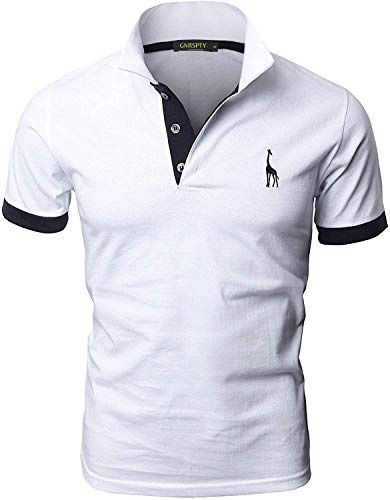 GNRSPTY Poloshirt Herren Kurzarm Polohemd Giraffe Stickerei Einfarbig T-Shirt M-3XL